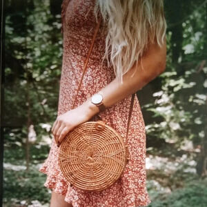 Handwoven round shoulder crossbody purse